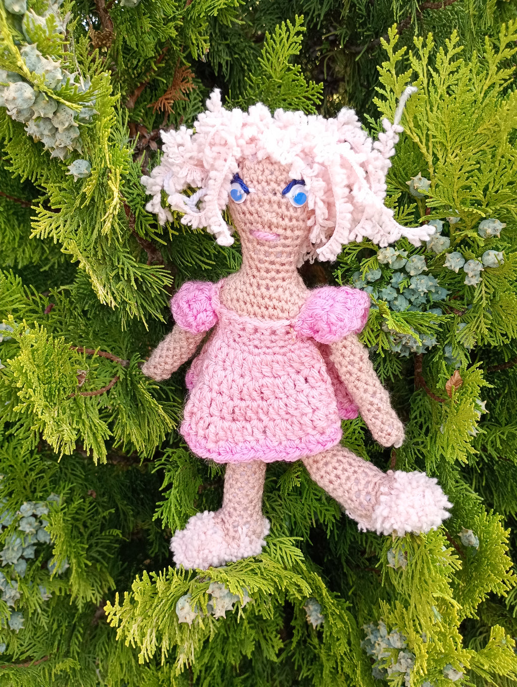 Poupe exsclusive crochet Gardienne de la Lumiere et fu Mond25cm