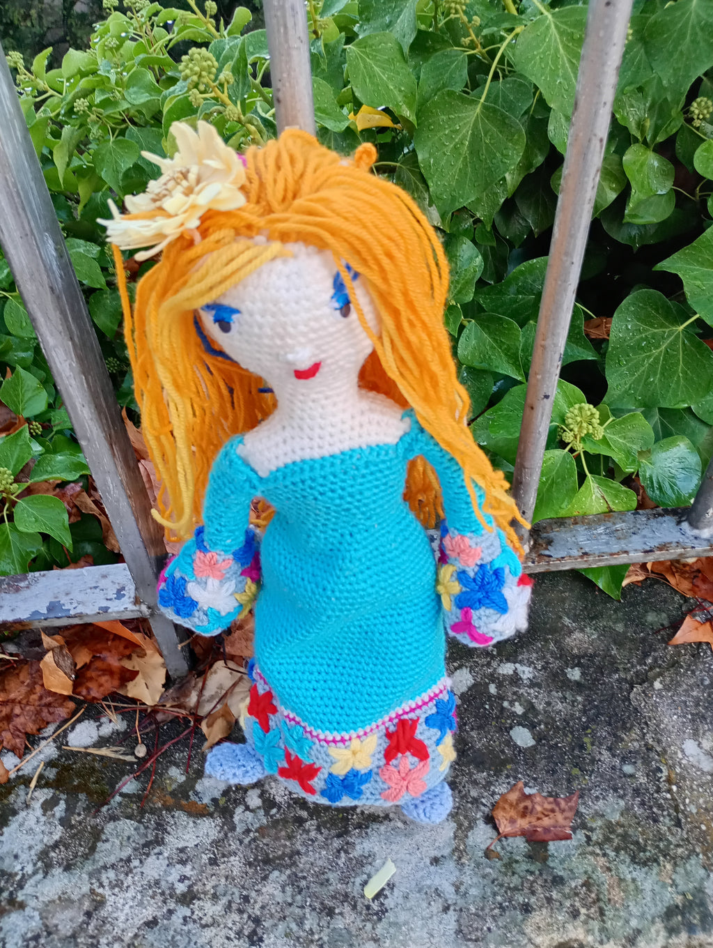 Poupe exsclusive crochet la Verge d'Awuamarinre 55cm