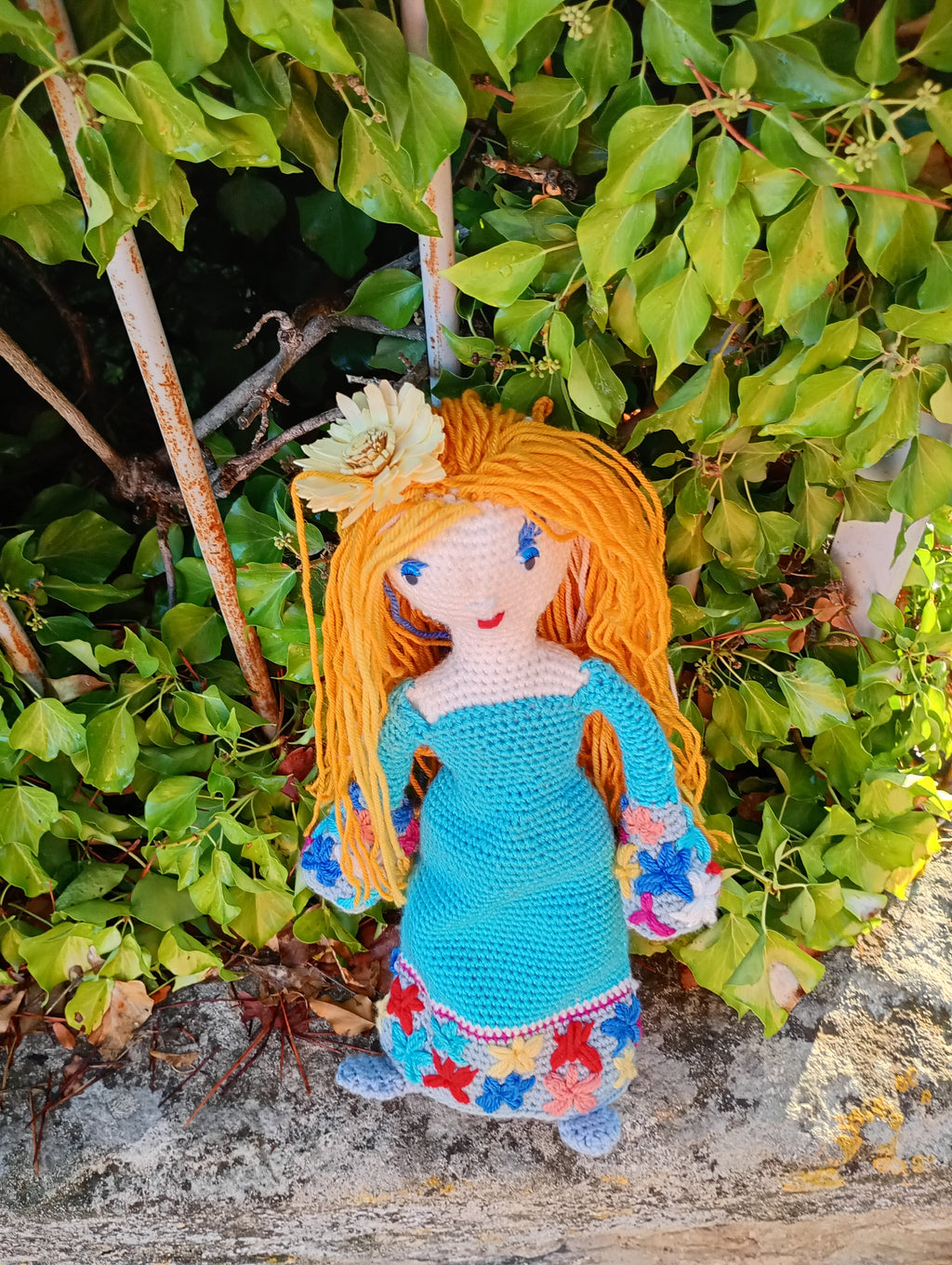 Poupe exsclusive crochet la Verge d'Awuamarinre 55cm