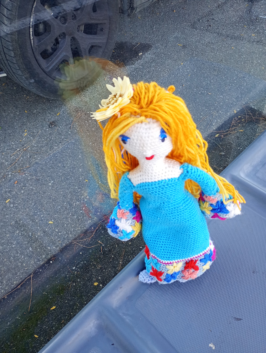 Poupe exsclusive crochet la Verge d'Awuamarinre 55cm