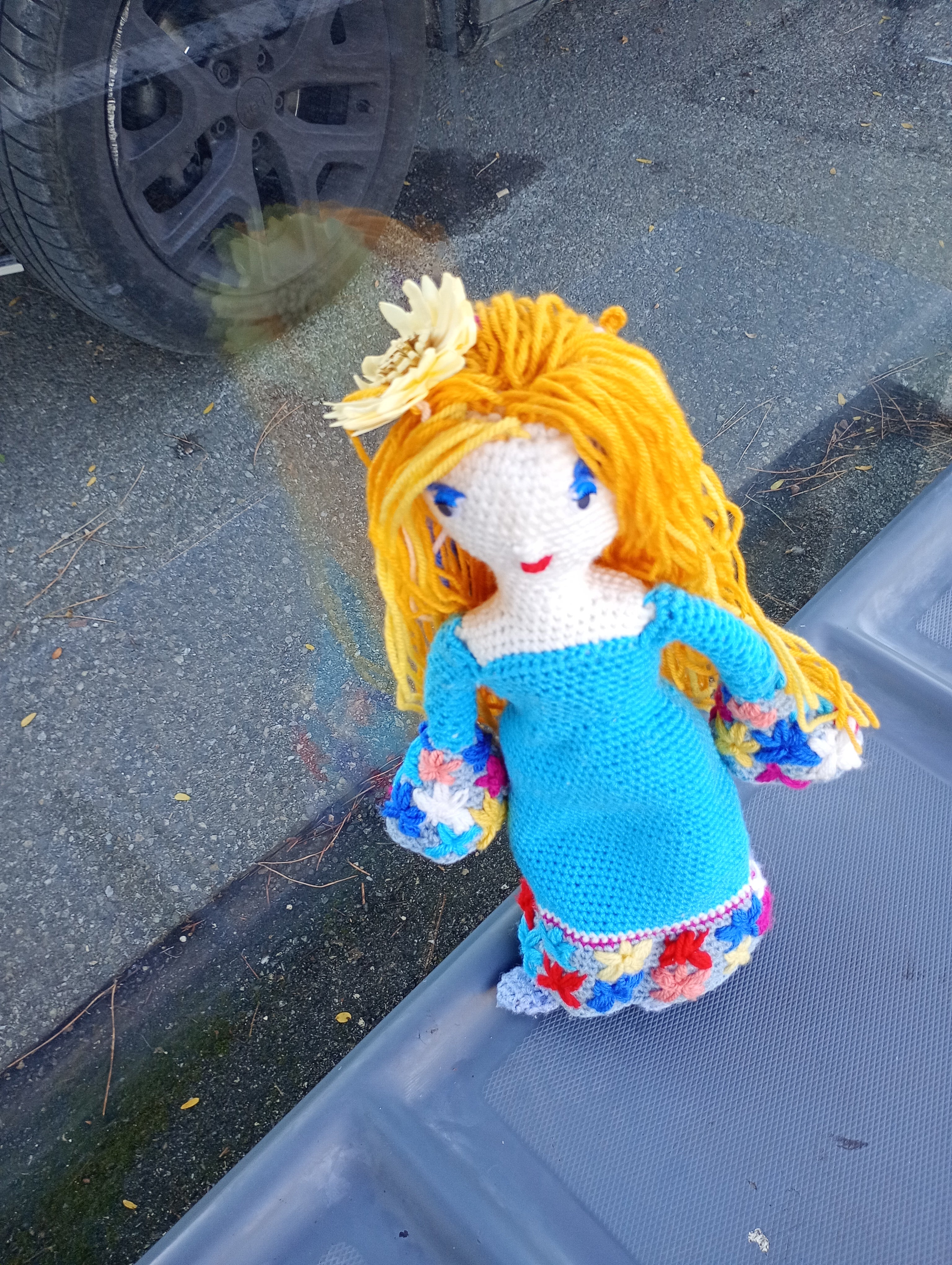 Poupe exsclusive crochet la Verge d'Awuamarinre 55cm