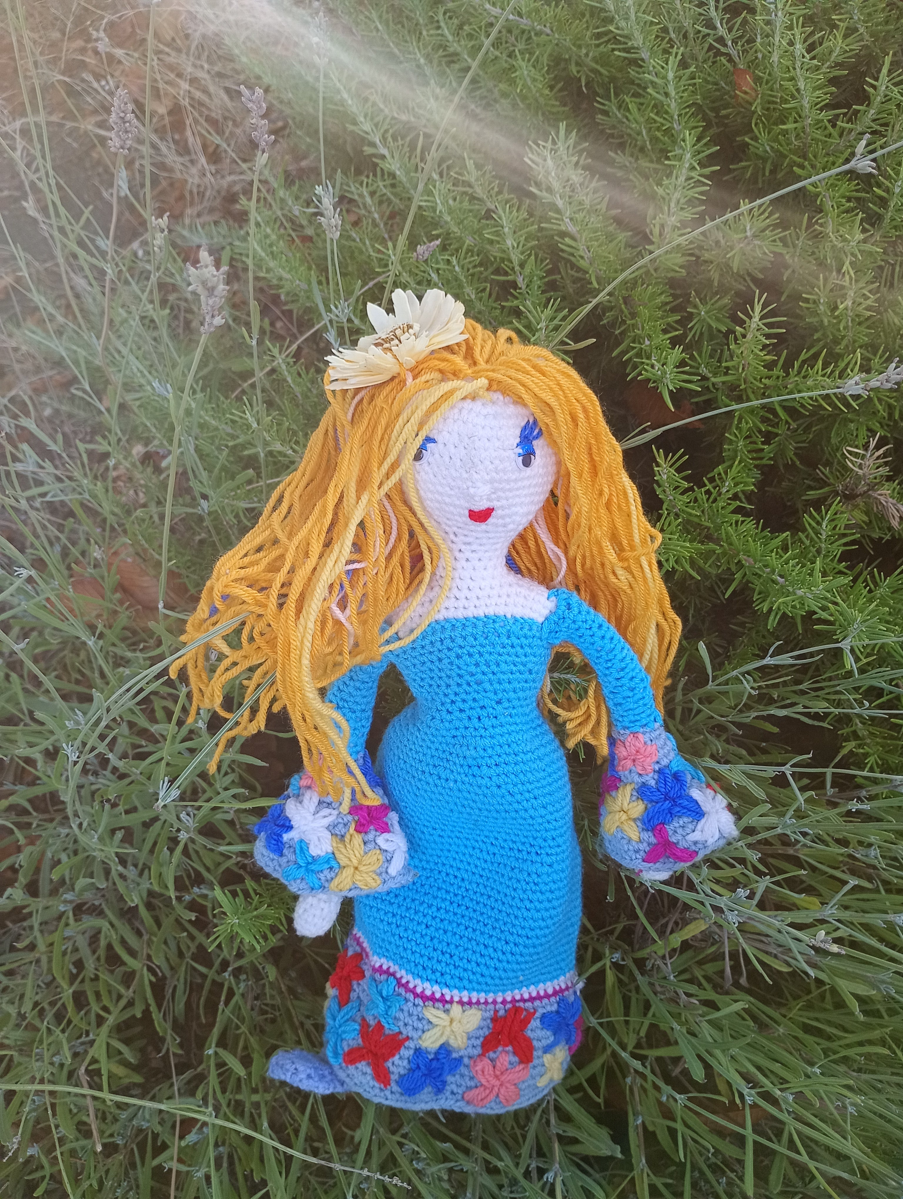 Poupe exsclusive crochet la Verge d'Awuamarinre 55cm