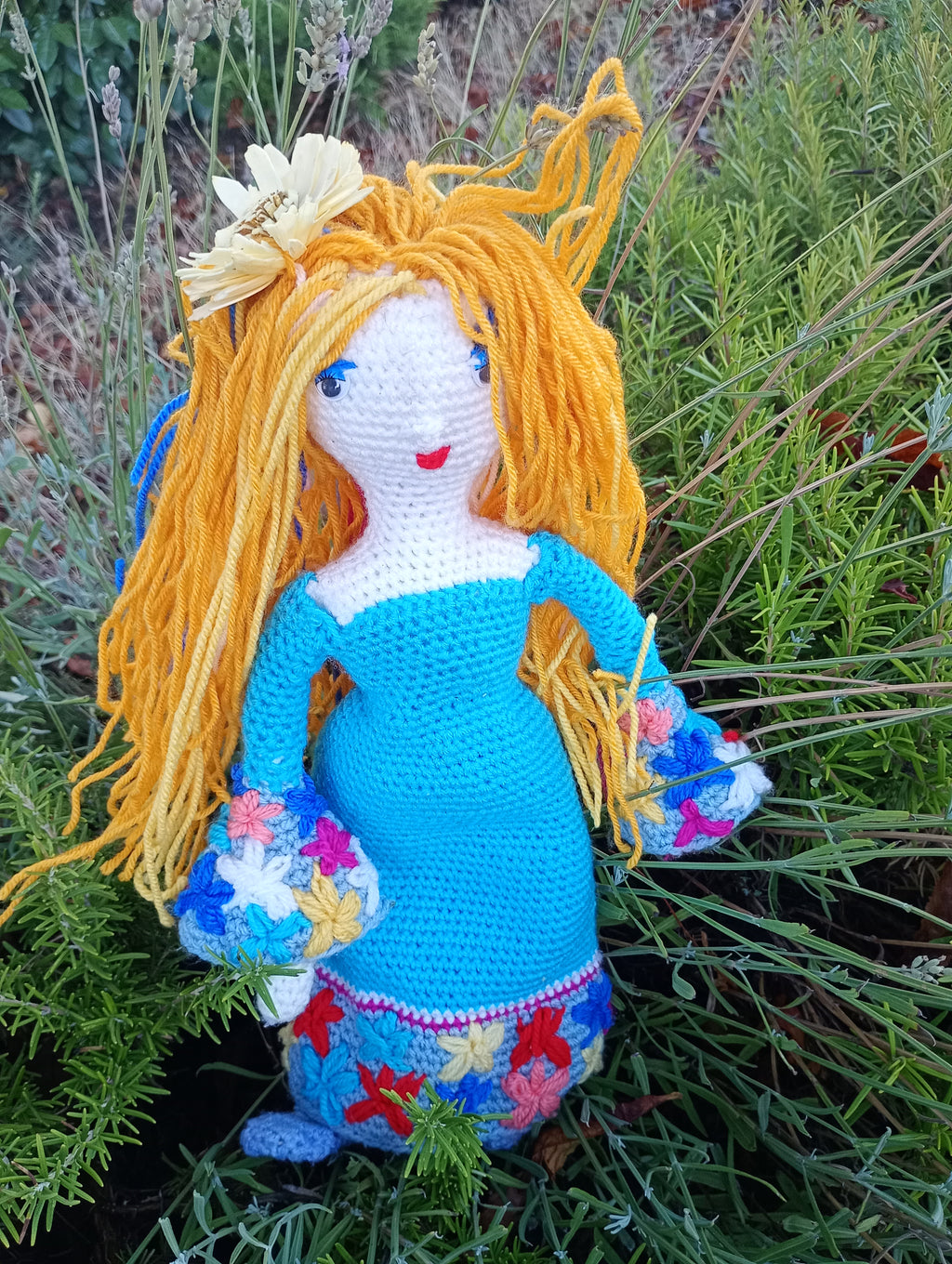 Poupe exsclusive crochet la Verge d'Awuamarinre 55cm