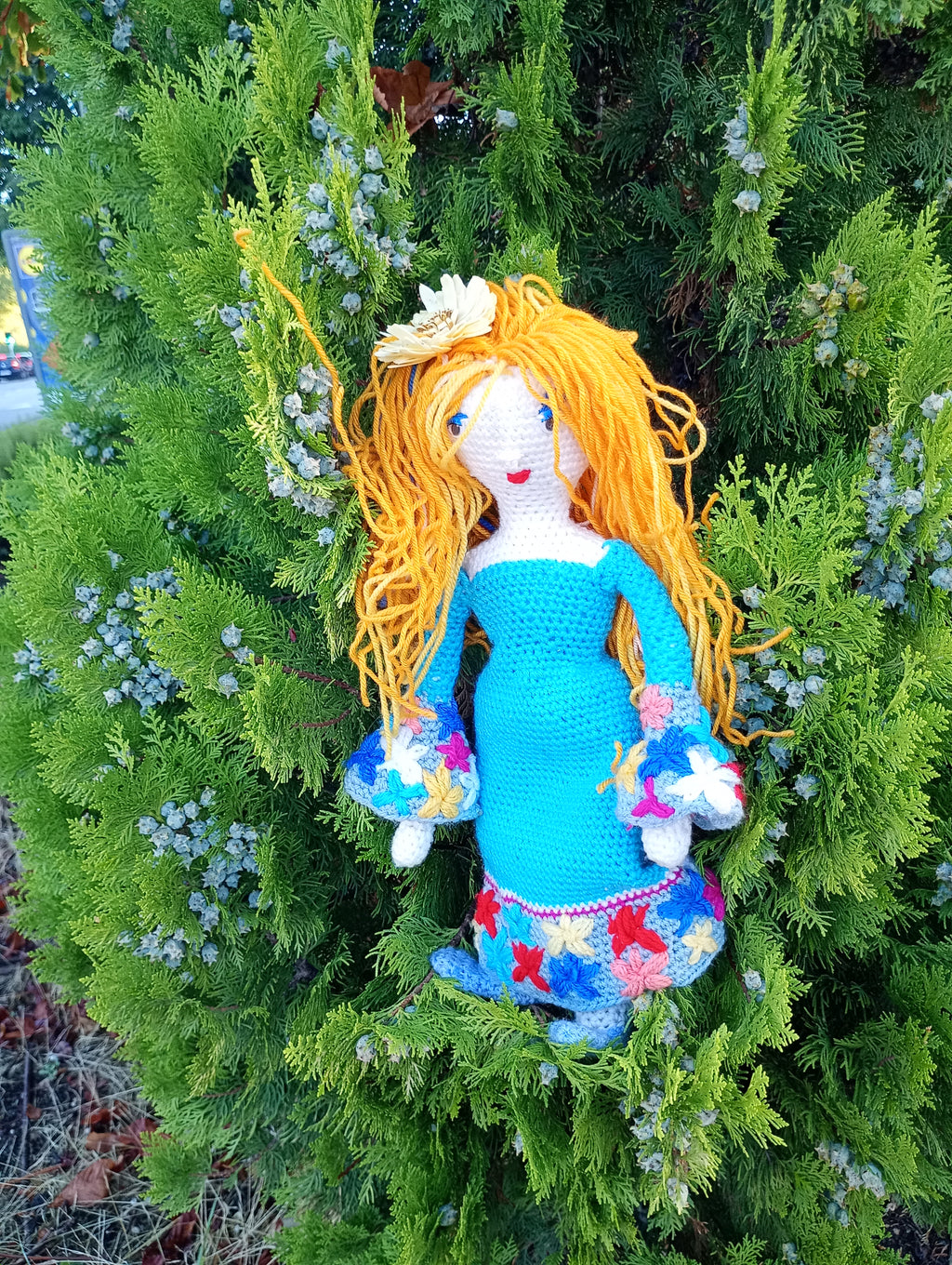 Poupe exsclusive crochet la Verge d'Awuamarinre 55cm